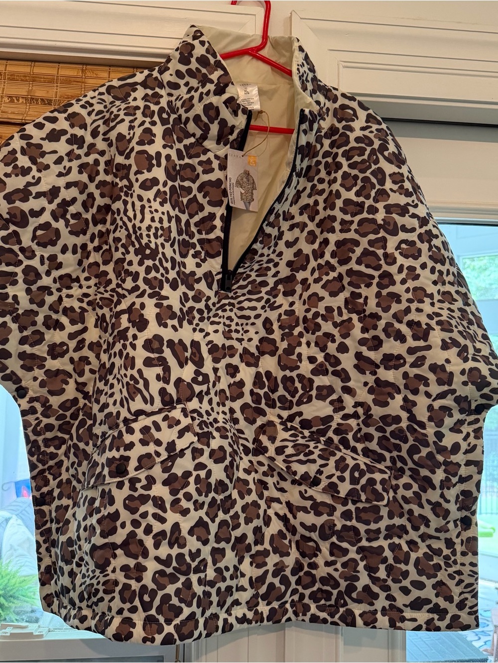 Leopard Print Cropped Jacket poncho - Brown/White xl nwt